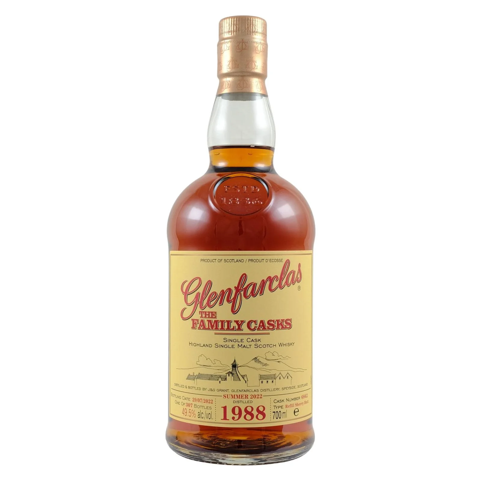Glenfarclas 1988 33 Year Old S22 Cask 6862 Refill Sherry Butt 49.5% ABV