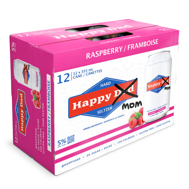 Happy Dad "MOM" Hard Seltzer Raspberry 12 Cans